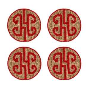 Sous-verre rond en perles de verre de qualité supérieure motif baies de houx, avec support en tissu, résistant à la chaleur, pour décoration de Noël et de fêtes, idéal pour les boissons et les cadeaux - Product Image 6