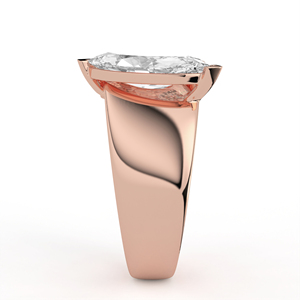 Anillo de declaración asimétrico Avant Garde de oro amarillo de 14K y 18K con banda de diamantes de múltiples formas, tallo abierto y corte marquesa esmeralda - Product Image 6