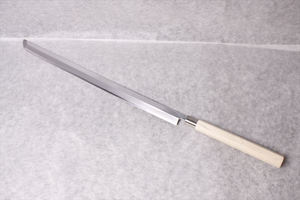 Cuchillo para atún, cuchillo largo para filetear y rebanar, hoja de acero al carbono forjado, mango de madera, ecológico - Product Image 6