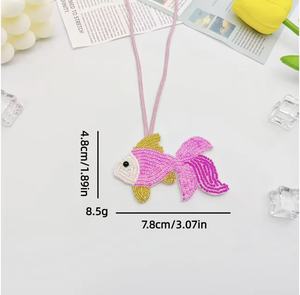 <b>Fish</b> pink yellow colour Handmade Vintage Party Rhinestone Keychains Bling Multicolour Alphabet Letter Initial Wristlet Charms - Product Image 1