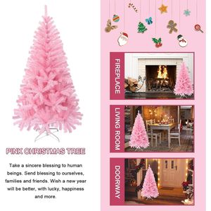 4FT Pink Christmas <b>Tree</b> <b>Stand</b> with Metal Pine <b>Tree</b> for Home Office Holiday & Party Decor Artificial Xmas <b>Tree</b> - Product Image 3