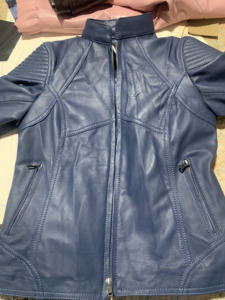Chaqueta de Moto para Hombre en Cuero PU Azul, Cuello Alto, Cierre de Cremallera, Corte Ajustado, Manga Regular, Color Sólido, Diseño Repujado, para Otoño - Product Image 2