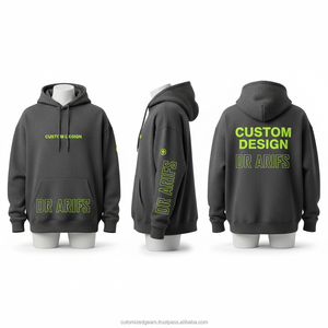 Sudadera con Capucha Gris Oscuro para Hombre, Diseño Personalizado, Estampado Delantero y Trasero, Corte Regular, Felpa de Algodón, Ropa Casual de Otoño - Product Image 1