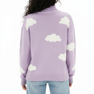 เสื้อสเวตเชิ้ตคอเต่าแบบมีฮู้ด ผ้าฝ้ายฟลีซ ปักโลโก้ เสื้อจั๊มเปอร์ผู้หญิงทรงโอเวอร์ไซส์ - Product Image 5