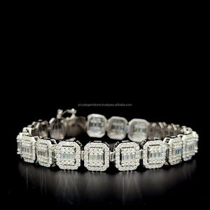 Argent 925 Moissanite Diamant Bracelet Large Version 7mm Baguette Coupe Tennis Bracelet Pass Diamant Testeur Bijoux De Luxe - Product Image 3