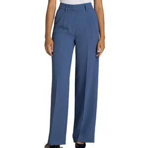 Pantalones formales de mujer de alta calidad con cierre de cremallera plisado, fabricante OEM de pantalones personalizados para damas, pantalones de mujer de color sólido. - Product Image 4