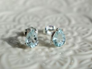 Pendientes de Lágrima de Aguamarina Facetada Natural, Plata de Ley 925, Chapados en Oro, Joyería de Piedras Preciosas de Lujo, Regalo Elegante - Product Image 2