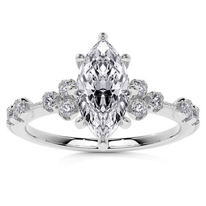 Bague solitaire en diamant de laboratoire taille brillant rond D-VS1, petite bague en diamant de laboratoire taille marquise et taille brillant rond pour fille - Product Image 1