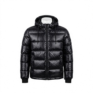 ZAINI Premium 500gsm Polyester Ripstop Quilted Hooded Puffer Jacket Men's Black Panel Design <b>Camouflage</b> Pattern - Product Image 1