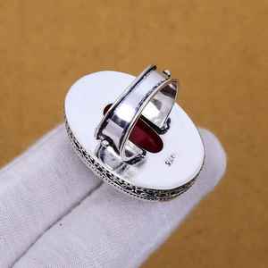 Faceted Garnet Ring Handmade 925 Sterling Silver Bohemian Jewelry Natural Gemstone <b>Women</b> Ring Wholesale - Product Image 4