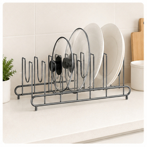 Metal Pot Lid Organizer <b>Rack</b> for <b>Kitchen</b> Cabinet Space-Saving Cookware & Plate <b>Storage</b> Holder Heavy Duty Iron Pantry Organizer - Product Image 4