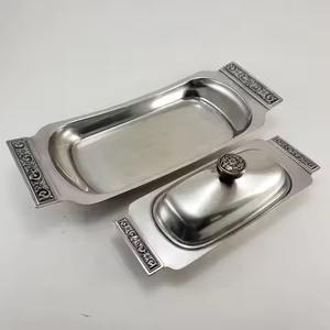 Recipiente de metal para servir mantequilla con tapa, contenedor para mantequilla para restaurante, mesa de comedor, uso en el desayuno. - Product Image 1