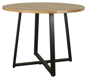 Table à manger moderne pliante en bois d'acacia avec base en métal noir et finition naturelle pour la maison, le bureau, les villas, la cuisine, l'hôtel - Product Image 3