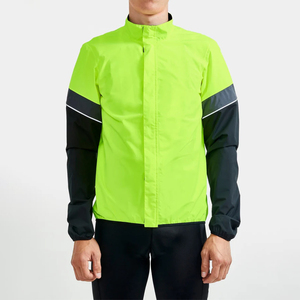 Men's Lime Green Windproof <b>Racer</b> <b>Jacket</b> With Black Color Blocking And Zipper Closure For Spring Outdoor Activities - Product Image 1