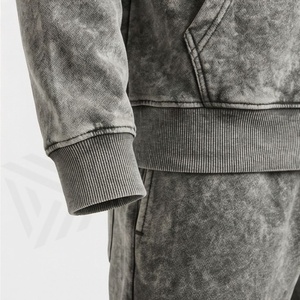 Custom Puff Print Logo Streetwear Vintage <b>Oversized</b> Two Piece <b>Jogger</b> Set Acid Wash Tracksuit Men Customized Color Suit - Product Image 6