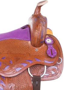 Selles de cheval en cuir véritable de qualité supérieure baril de course occidental et anglais ensemble de tack de cheval assorti - Product Image 4