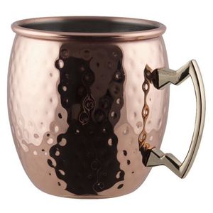 Mug en cuivre martelé à la main avec poignée au design unique pour la bière et les cocktails – Vaisselle de bar artisanale - Product Image 1