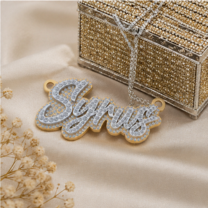 Trendy 925 <b>Silver</b> Custom Name Necklace Natural Diamonds Two-Layered Gold Plated Cursive <b>Initial</b> Iced Hip Hop Style <b>Pendant</b> Gift - Product Image 6