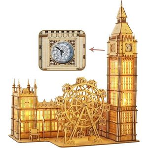 Puzzles 3D Music Park : Maquette de l'horloge du Big Ben avec veilleuse, Kit de construction en bois de la Grande Roue, Idée cadeau de Noël pour adultes - Product Image 1