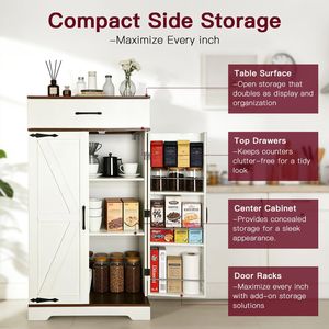 Armoire de cuisine moderne de style farmhouse, 47 pouces, en bois massif, pour rangement - Product Image 6