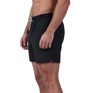 Shorts de bain noirs unis pour hommes, taille mi-haute, cordon de serrage, séchage rapide, décontractés, en polyester/nylon tricoté 220g - Product Image 3