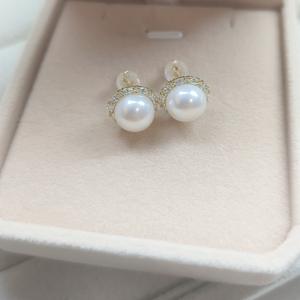 S925 Silver <b>Fine</b> <b>Stud</b> <b>Earrings</b> Good Quality 9-10mm Freshwater Pearl Smooth Clean and Beautiful Earnail Design - Product Image 3