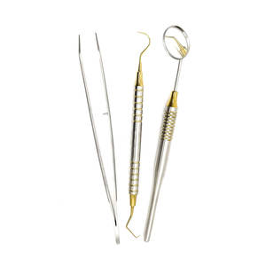 Kit de Diagnóstico Dental de 3 Piezas, Juego de Herramientas Dentales Manuales de Acero Inoxidable con Espejo, Sonda y Pinzas, Certificado CE Clase I - Product Image 1