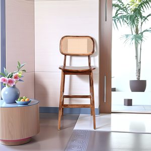 Modern Wood Bar Chair Solid Wood High <b>Stool</b> Seating for Kitchen Counter Bar with Strong Frame Contemporary Furniture - Product Image 1