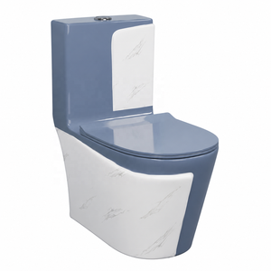Inodoro Moderno de Una Pieza con Diseño Cerámico Azul Grisáceo, Descarga por Arrastre, Montaje en el Suelo - Product Image 1