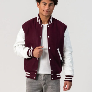 Blouson Bomber Varsity pour Homme en Laine Noire et Cuir, Corps en Laine Premium, Manches en Cuir Véritable, Poignets Côtelés et Boutons Pression, Style Urbain - Product Image 5