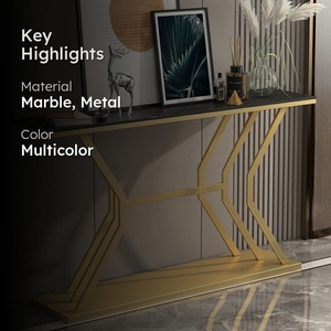 Mesa consola de diseño clásico con detalles de latón con pátina de bronce, mueble de pasillo de diseño contemporáneo. - Product Image 3