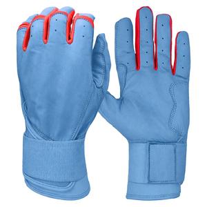 Elite Light Blue Red Genuine Cowhide Leather Batting Gloves Heavy Duty Protective Grip Adult Custom Baseball Gloves - Product Image 1