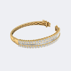 8.632CTW Lab Grown Round Channel Pave Diamond Gold Plated for Certified Women's Bangle Cuff <b>Bracelet</b> - Product Image 3
