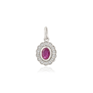 Pendentif en grappe de rubis et diamants 100 % authentiques, dernier design tendance, or blanc 14 carats, bijoux fins pour femmes, meilleur prix de gros - Product Image 1