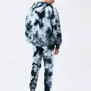 Ensemble de survêtement noir tie-dye personnalisé : sweat à capuche et pantalon de jogging assortis, tenue de sport décontractée deux pièces style streetwear - Product Image 2