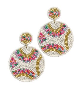 Multicolour Handmade Embroidery Seed Beaded Light Luxury Trendy Hoops Earrings for Weddings Parties Festive Ethnic Dangles Boho - Product Image 1