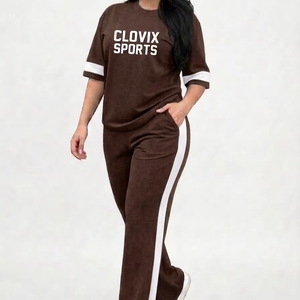 Premium Quality Custom Logo Women Summer 2 Piece <b>Tracksuit</b> Oversized TShirt Streetwear Breathable Lightweight Cotton Polyster - Product Image 1