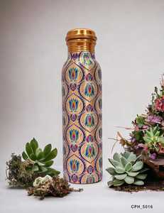Botella ayurvédica de cobre puro con etiqueta impresa de la marca para tiendas de productos orgánicos al precio más bajo - Product Image 5