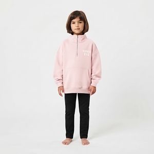 Custom Unisex Kid Hoodie And <b>Sweatshirt</b> Half Zip Drop Shoulder Hoodie Leisure Top Solid <b>Pink</b> Color <b>Sweatshirt</b> For Unisex - Product Image 5