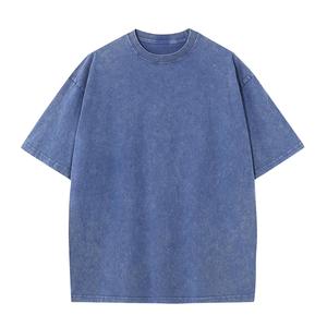 เสื้อยืดคอกลมทรงหลวมสไตล์วินเทจ ผ้าคอตตอนถักเนื้อหนัก 100% แขนสั้น ลุคสบายๆ ซักย้อมสีแบบแอซิดวอช เนื้อผ้านุ่ม - Product Image 5