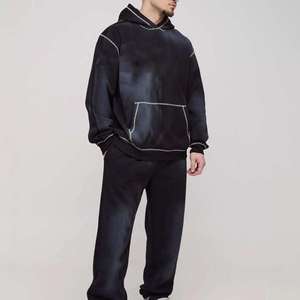 Ensemble de survêtement de luxe pour homme, effet délavé, style vintage, avec sweat à capuche et pantalon de jogging, personnalisable, marque privée, OEM, ODM, streetwear - Product Image 1