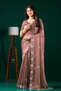 Vexotrend Indian Designer Women's Velvet Satin <b>Saree</b> Beautiful Patola Design Traditional Style Wedding Diwali Party Wear - Product Image 6