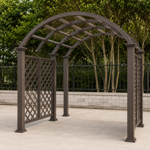 Arco de Pérgola para Jardín Exterior, Color Marrón Oscuro, con Rosas Rosadas, Decoración para Patio, Camino, Entrada de Boda - Product Image 1