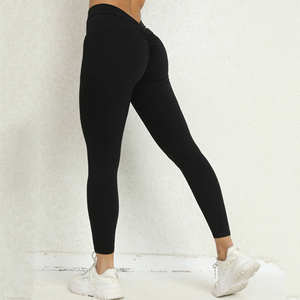 Leggings Deportivos de Cintura Alta para Mujer con Efecto Push-Up, Pantalones Ajustados de Cintura Alta con Espalda en V y Color Sólido para Deporte - Product Image 3