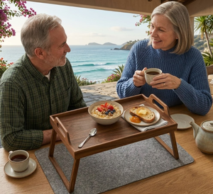 Handmade Wooden <b>Foldable</b> <b>Bed</b> Tray Table with Handles Breakfast Serving Tray for <b>Sofa</b>, Couch & Home Living Use Made in Vietnam - Product Image 5