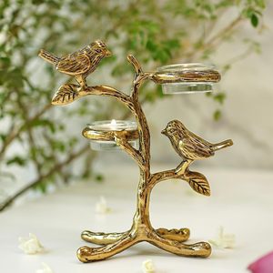 Porte-bougie mural en métal en forme d'oiseaux amoureux, décoration élégante pour la maison et les mariages - Product Image 6