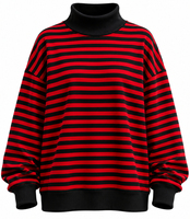 Sweat-shirts pour femmes à col montant, manches longues, coupe oversize, en polyester/coton de haute qualité, 340 GSM, épaules tombantes, imprimé sur le devant