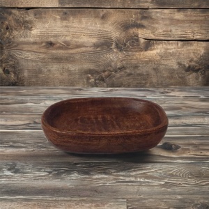 Juego de 3 cuencos para servir frutas y ensaladas de madera de mango tallado a mano vintage antiguo marrón Natural de lujo para decoración de mesa de comedor de cocina - Product Image 2