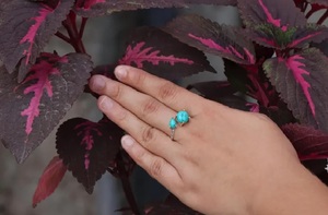 แหวนเทอร์ควอยซ์ธรรมชาติ เงินแท้ 925 ทำมือ พลอยสีน้ำเงิน เครื่องประดับประจำเดือนธันวาคม - Product Image 3