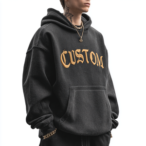 Sweat à capuche pour homme personnalisé, 100% coton molletonné, poids lourd, grande taille, broderie personnalisée, respirant, écologique - Product Image 3